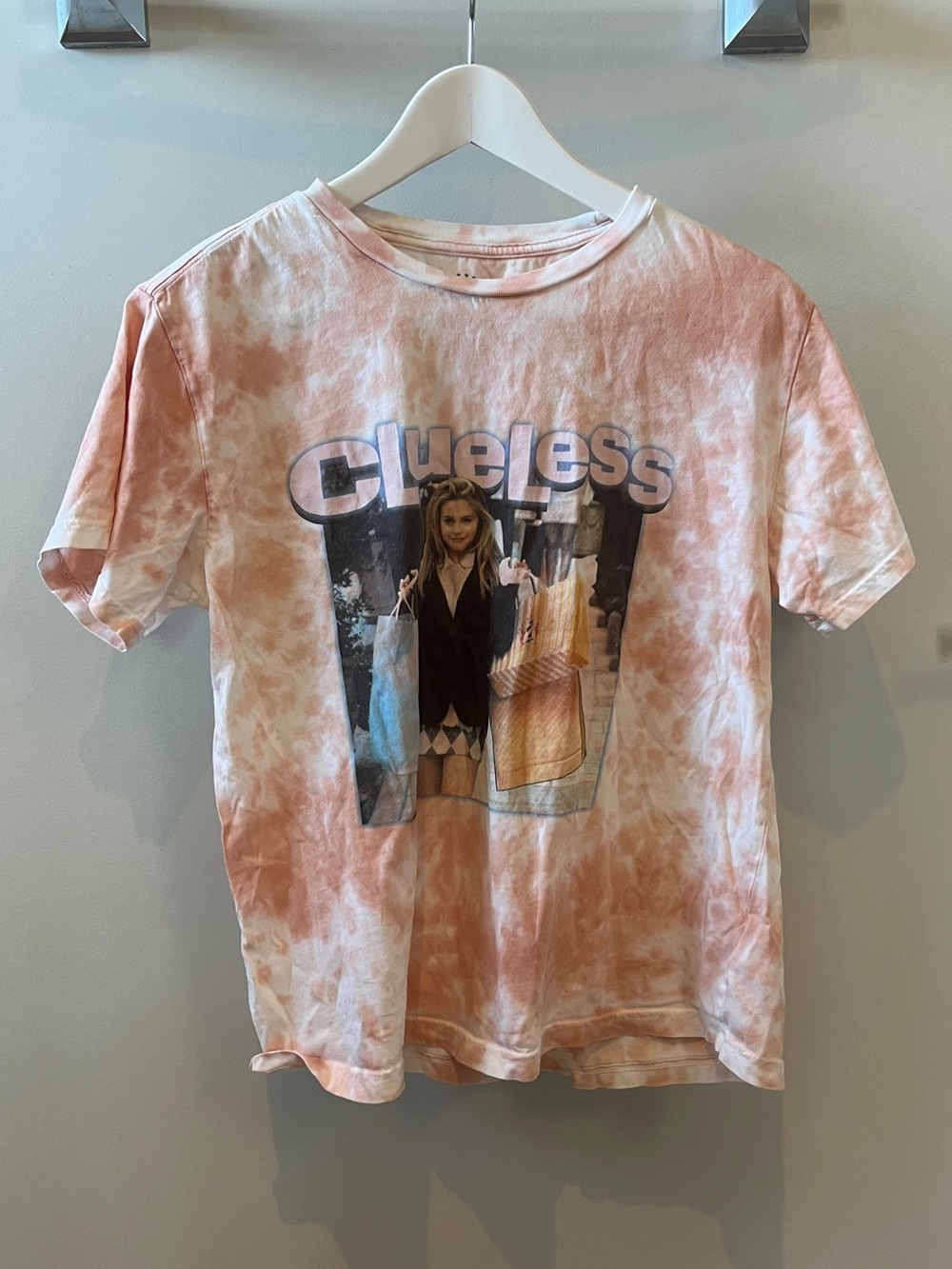Lucky Brand Clueless Graphic Tie-Dye Tee - Peach & White